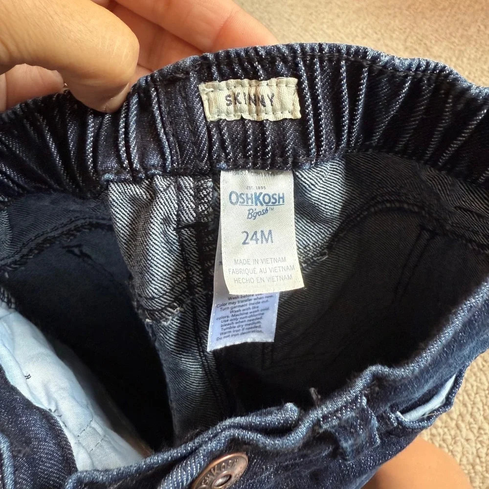 OshKosh B'gosh Kids Skinny Jeans Dark Wash Elastic‎ Waist Toddler Size 24 Months